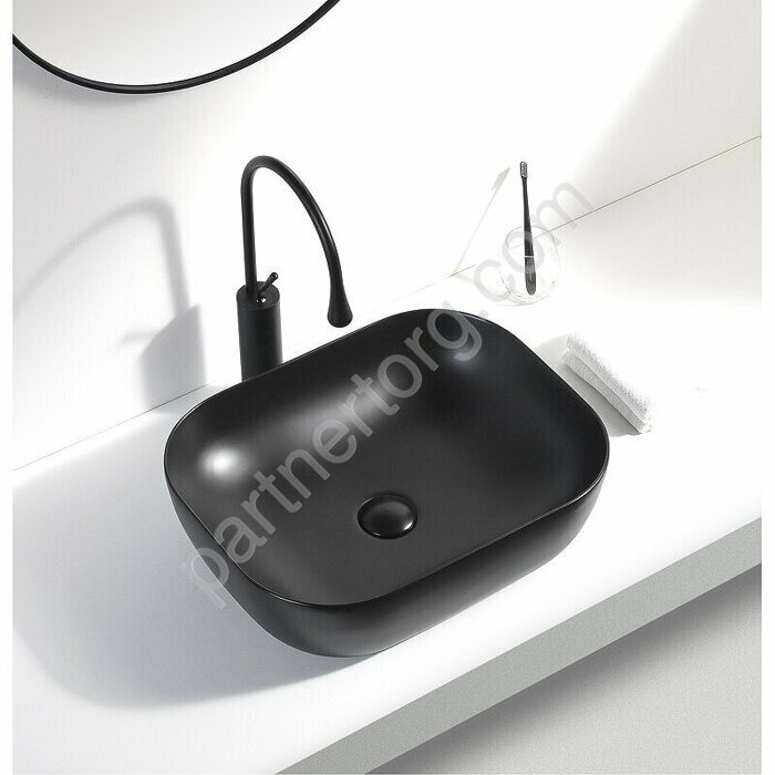 Lake-1-MB раковина накладная 500х395х145 без отверстия под смеситель, черная матовая