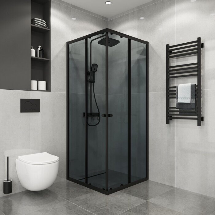 Niagara Eco NG-1010-14QT душевое ограждение 100х100см,  раздвижное, черный профиль стекло тонированное