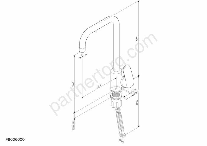Like смеситель для кухни G-образный излив, черный AM.PM F8006022