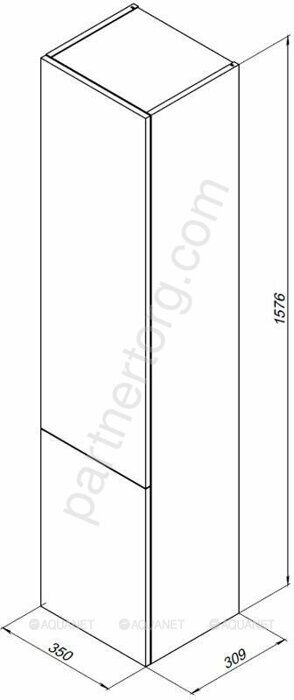 Алвита new 35 серый антрацит шкаф-пенал для ванной комнаты Aquanet