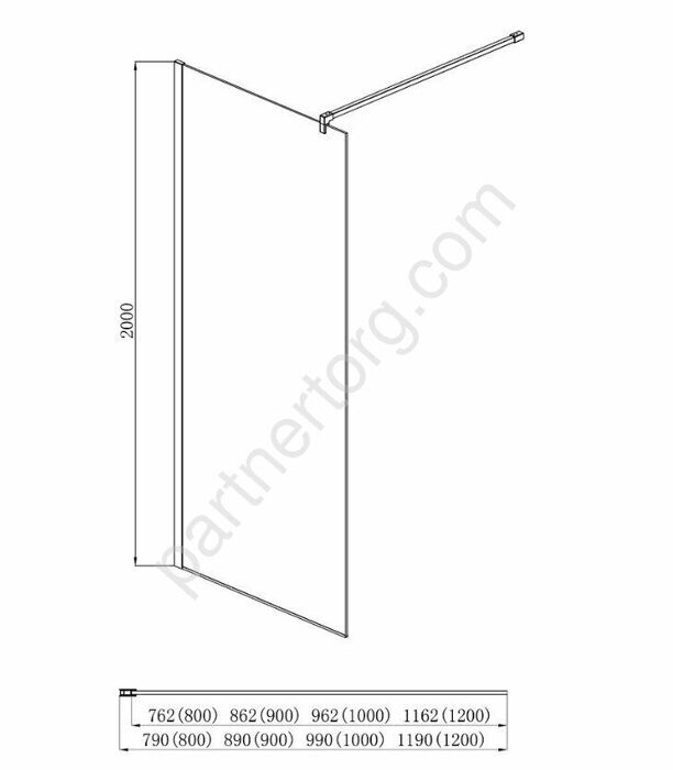 Душевая перегородка Aquatek  AQNAR6310-100 Walk in с держателем 100x200 см профиль хром, стекло прозрачное 8 мм