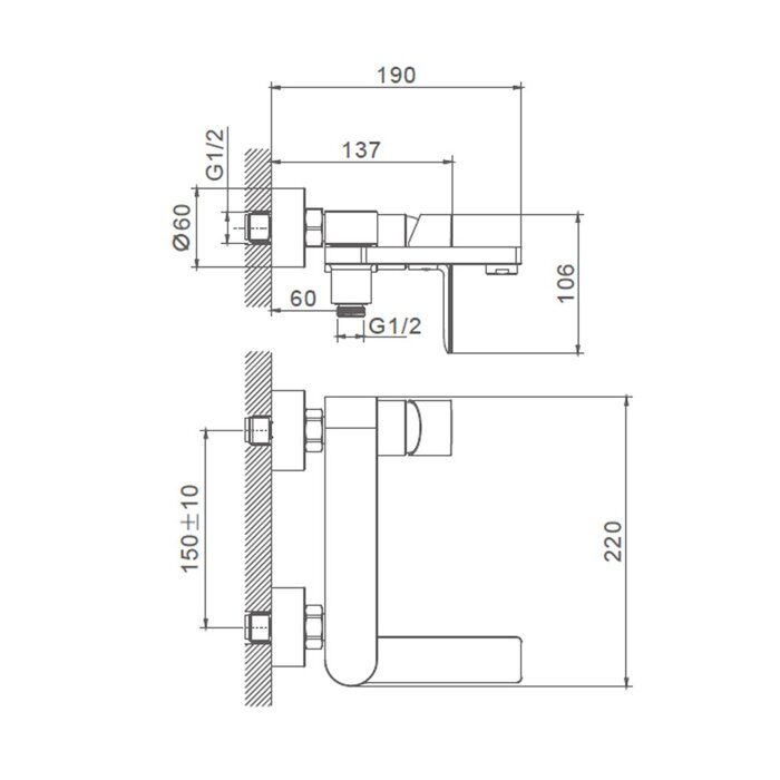 S06.30 Splenka Смеситель для ванны с душем, хром