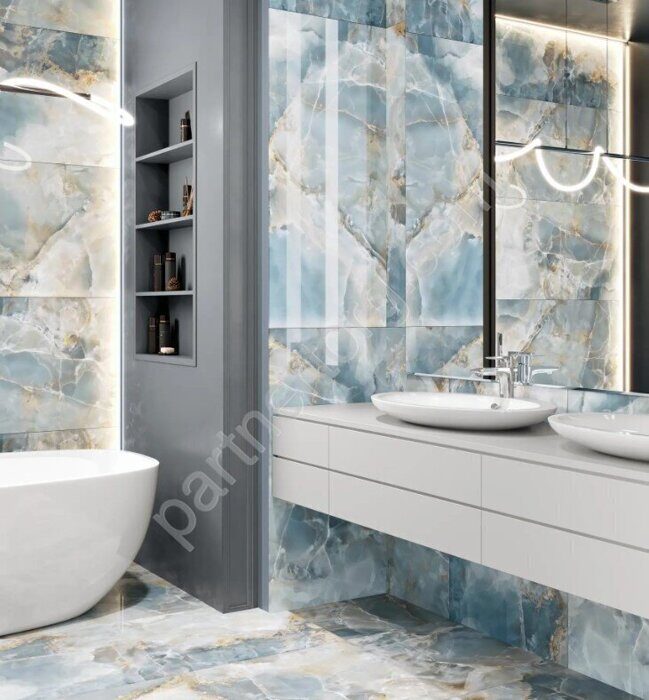 Favorito голубой керамогранит полированный 60х120 Global Tile