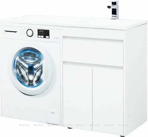 Токио 58 тумба напольная белая для ванной комнаты 1 ящик 2 фасада Aquanet