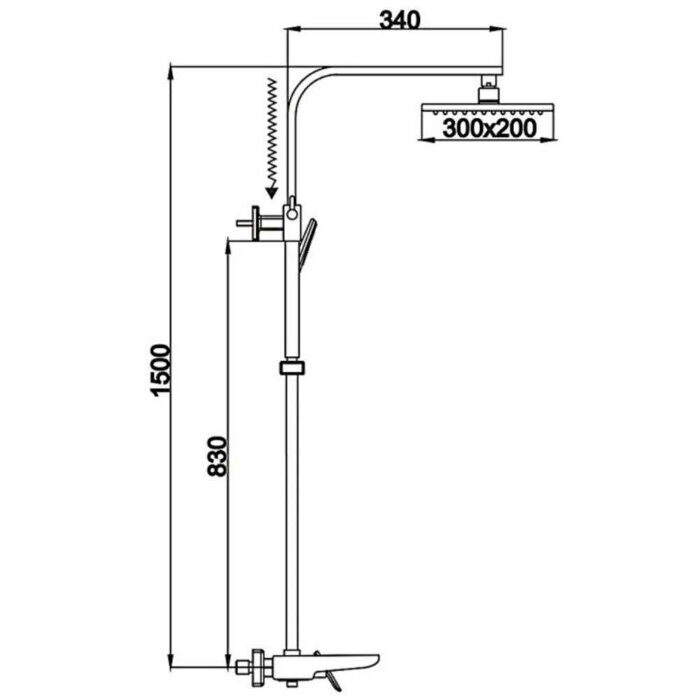 Rose R1636F Душевая система, хром/белый