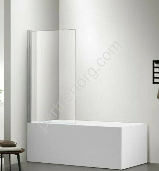 Шторка на ванну стеклянная Aquatek AQ DEL SBA 08015CH поворотная, с держателем 800x1500, хром