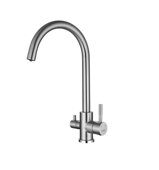 HB76819 Haiba Смеситель для кухни с подключением фильтра, нержавеющая сталь, цвет сатин, круглый излив