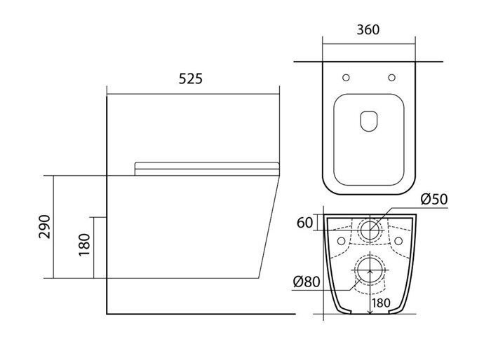 Либра Aquatek унитаз безободковый подвесной с сиденьем Soft Close AQ0530N-00
