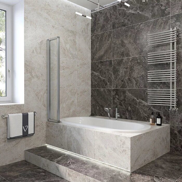 Veconi PL74R-120-01-19C4 шторка на ванну складная 120х150 см, профиль хром