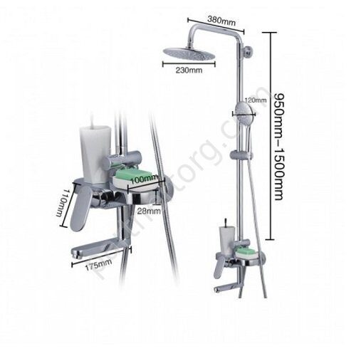 Furai Gappo G2419 душевая стойка с верхним душем хром