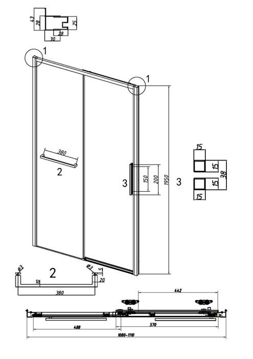 Style Grossman дверь душевая 100.K33.05.110.21.00, 110х195 см, прозрачное стекло 6мм, профиль черный