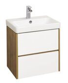 Сканди 55 см тумба подвесная белая/дуб рустикальный для ванной комнаты с раковиной Адриана 55 Aquaton