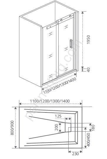 Galaxy WTW-140-C-B Bas дверь душевая откатная 140х195 см, стекло прозрачное, профиль черный