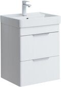 Ирис new 50 тумба белая подвесная для ванной комнаты 2 ящика с раковиной Ирис 515*415*185 мм Aquanet
