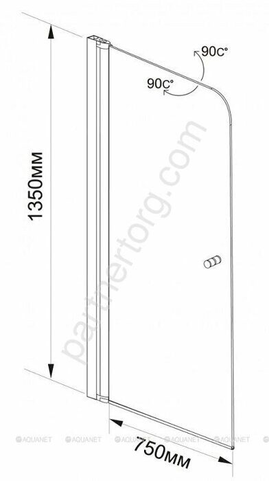 Aquanet Alfa 1 NF6211, 00196050, шторка для ванны распашная 75х135 см, прозрачное стекло, профиль хром