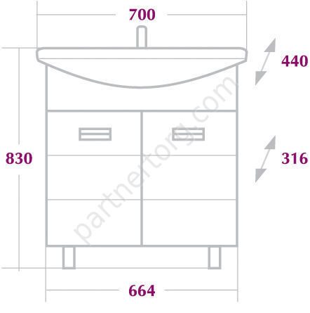 Балтика 70.17 тумба с корзиной для ванной комнаты Оника с умывальником Балтика 70