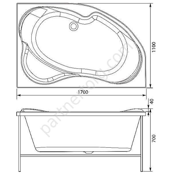 Capri угловая акриловая ванна Aquanet 170х110см с каркасом