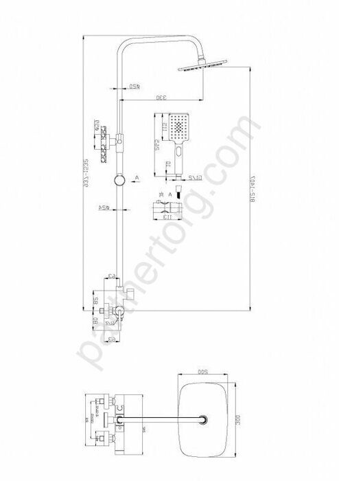 BelBagno ACQUA-DOCM-CRM стойка с тропическим душем и смесителем, хром