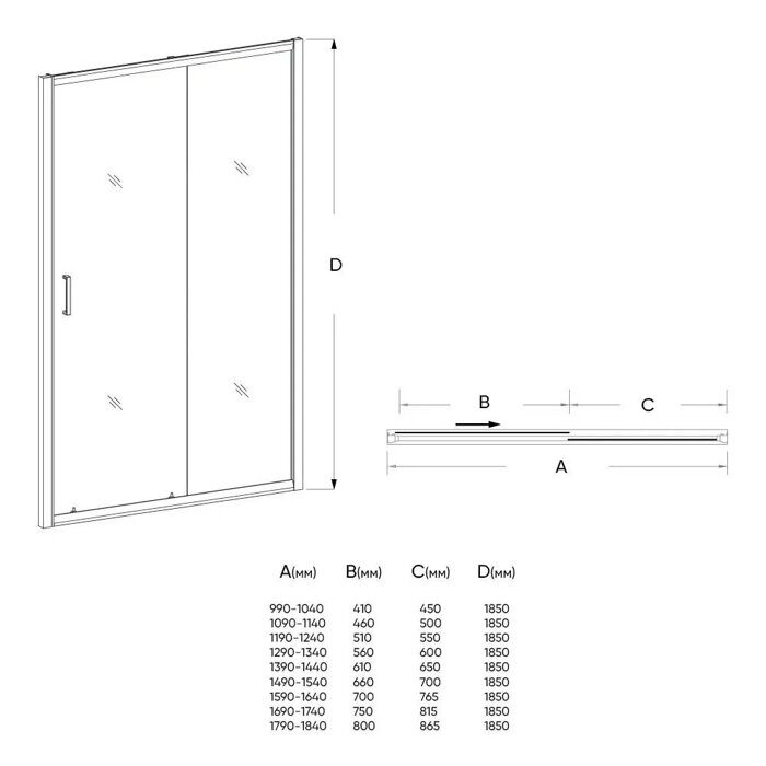 Veconi VN46-170-01-19C1 душевая дверь раздвижная 170х185 см, профиль хром