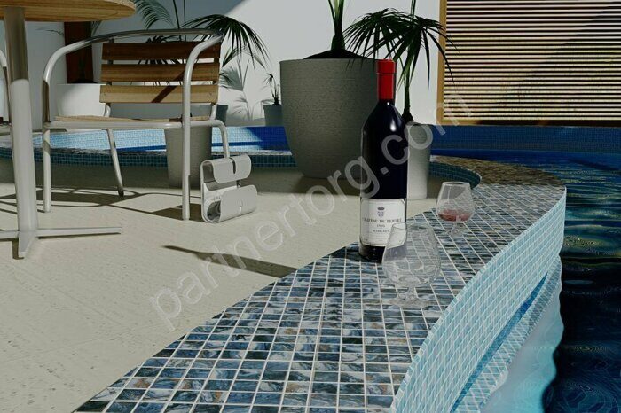 Amuletto Art синяя с голубым стеклянная мозаика на сетке Bonaparte