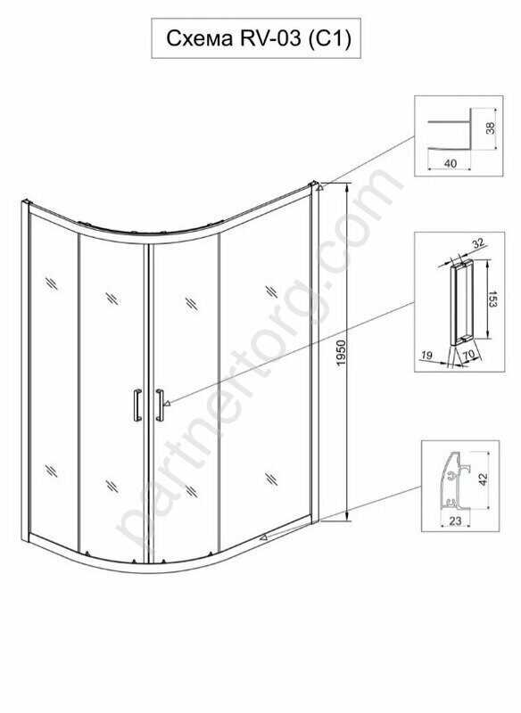 Veconi RV03-12090A-01-19C1 душевой угол 120х90x195 см, дверь раздвижная