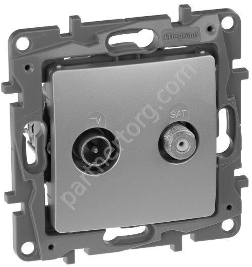 Legrand Etika розетка TV-SAT двухкабельная, цвет алюминий