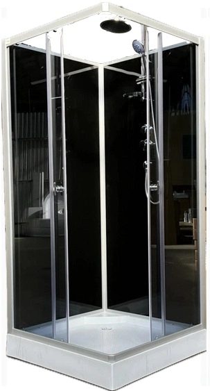 8508B grey black душевая кабина Aquapulse 90х90х220 см, матовое стекло, низкий поддон