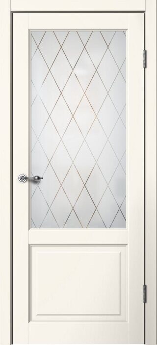 C02 ПО Classic FlyDoors дверь межкомнатная эмалит ваниль матовое стекло