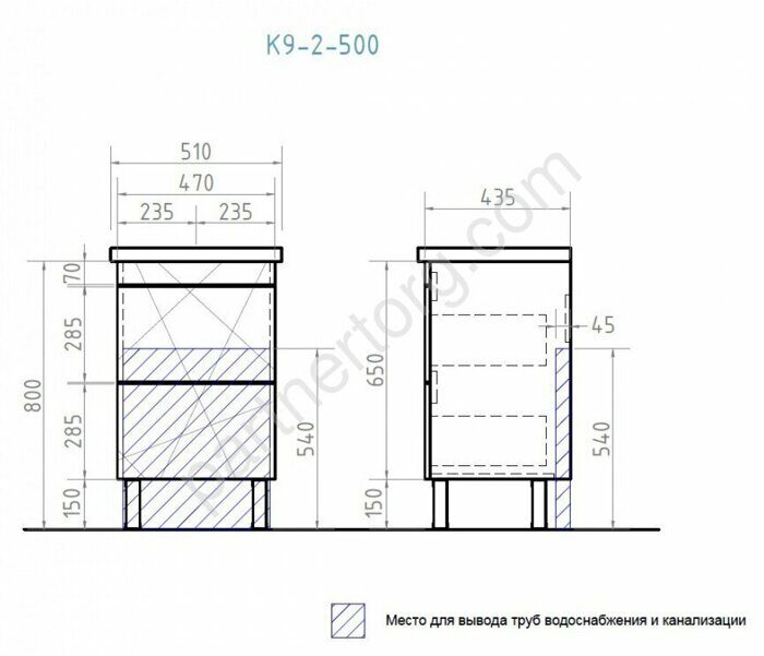 Geometry 600-0-2 тумба для ванной комнаты с умывальником Como 60