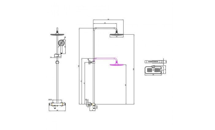 Tropic LM7010C, душевая система с тропическим душем, термостатический, хром Lemark