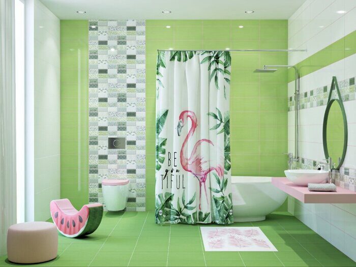 Элара Верде настенная плитка зеленая глянцевая 20х40см Azori