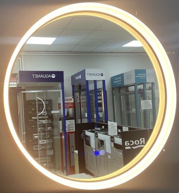 АZ-LED013425 Ольга зеркало в ванную комнату круглое 70см с подсветкой, черный профиль Azario