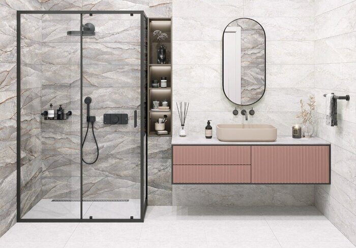 Nebraska Graphite Delacora настенная плитка серая матовая 24,6х74см