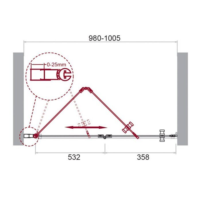 BelBagno ALBANO-BS-12-100-C-Cr душевая дверь 100х195 см складная, стекло прозрачное, профиль хром