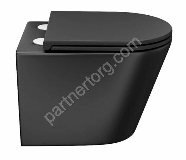 Calipso черный подвесной безободковый унитаз Iddis с сиденьем CALR3BMi25
