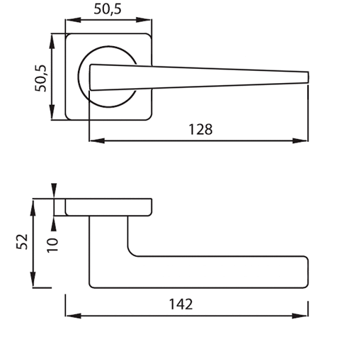 Archie Vivo S040 72 ручка дверная фалевая на квадратной накладке