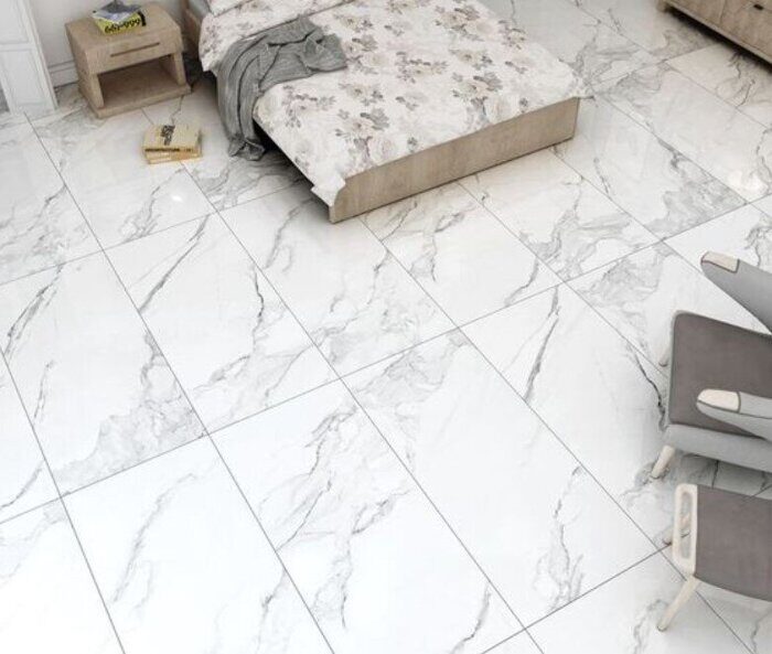Epsilon tile Calacatta Aura grey полированный керамогранит 60х60см