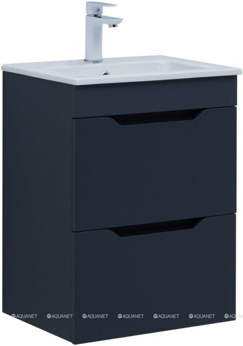 Практика 50 тумба маренго для ванной комнаты 2 ящика с раковиной-столешницей 50 cm (PRACTICO) Aquanet