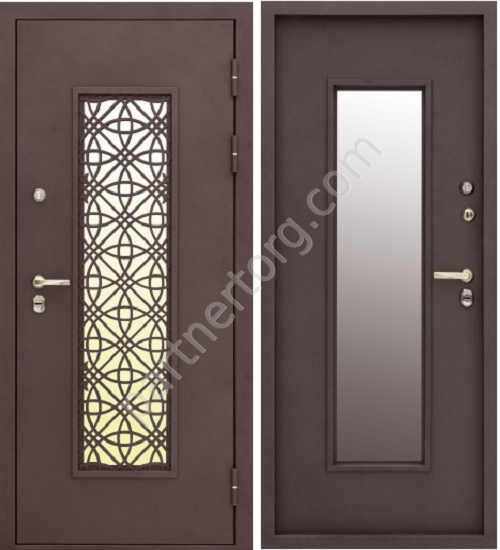 Изумруд Тепло входная стальная дверь с терморазрывом, стеклопакет Алмаз