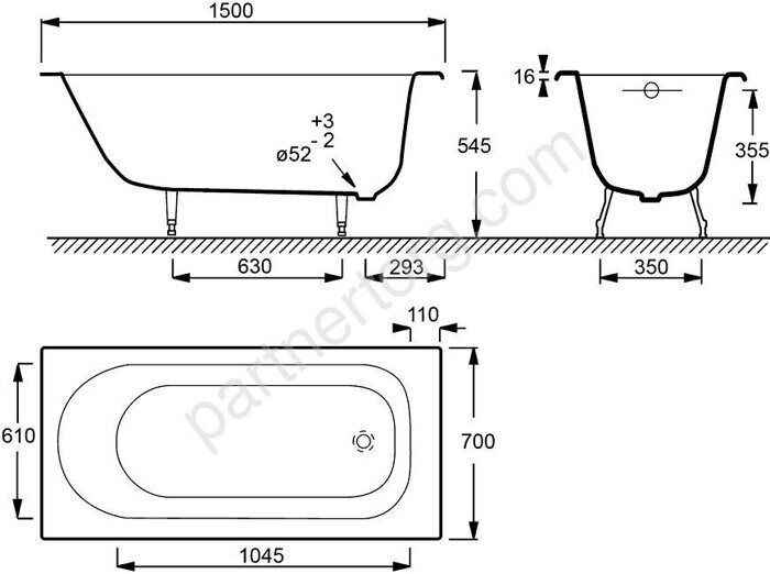 Soisson 150x70 Jacob Delafon ванна чугунная E2941-00