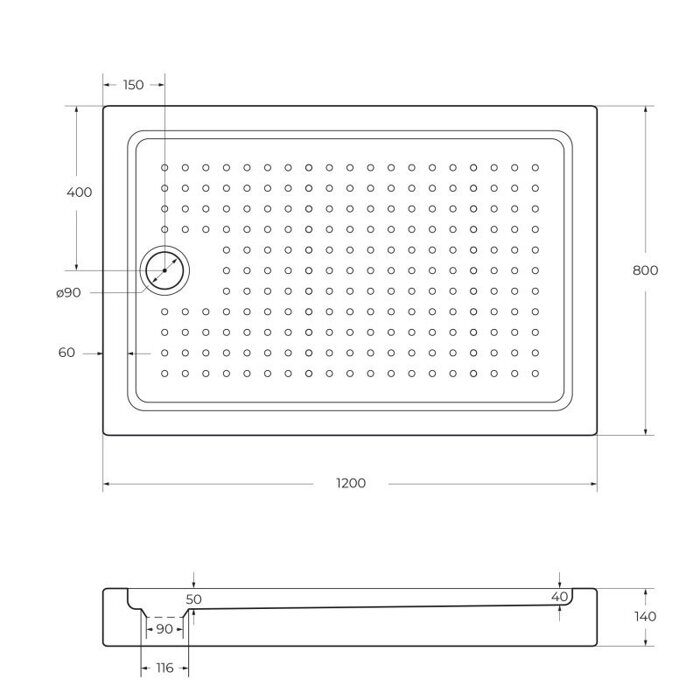 Cezares TRAY-A-AH-120/80-15-W0 прямоугольный душевой поддон, акрил, 120х80х15 см, белый