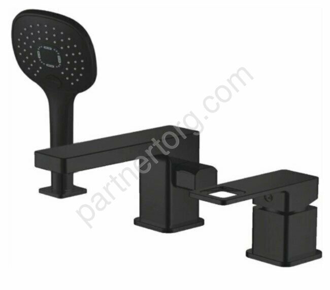 HB80615-7 смеситель врезной на борт ванны 3 отверстия черный Haiba