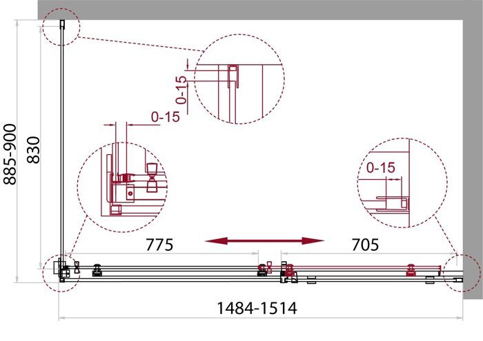 BelBagno ACQUA-AH-1-150/90-C-NERO душевой уголок 150х90х195 см, дверь раздвижная, стекло прозрачное, профиль черный