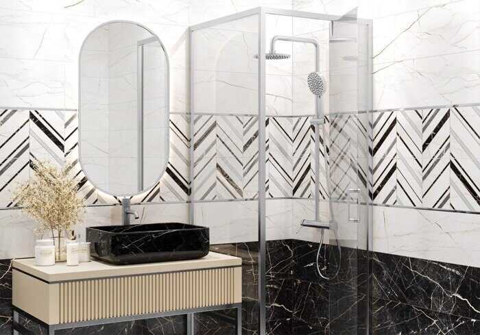 Bohema White Delacora плитка настенная белая глянцевая 24,6х74см