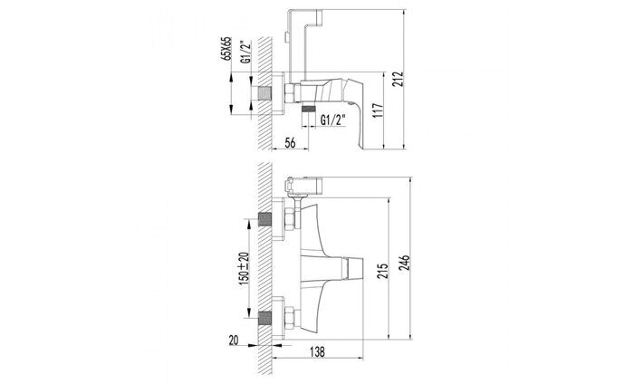 Unit LM4518C смеситель с гигиеническим душем, настенный, хром Lemark