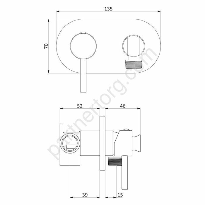 смеситель монтируемый в стену, с гиг.душем, бронза 214000000 Option