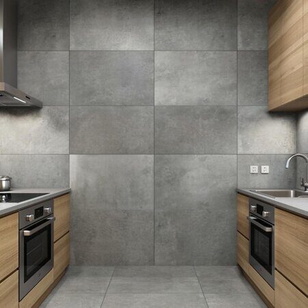 плитка для стен на кухне под бетон