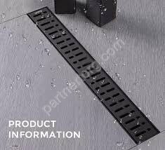 Трап для душа стальной черный с комбинированным гидрозатвором, 700мм