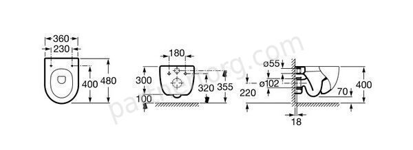 Roca Meridian унитаз подвесной укороченный Roca 346248000