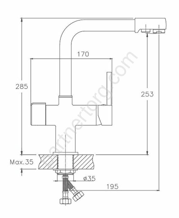 HB70088-7 смеситель для кухни с каналом для фильтрованной воды черный Haiba